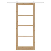 Produktbild för Skjutdörr Naturfärg 93 x 232 cm Massivt tallträ och glas