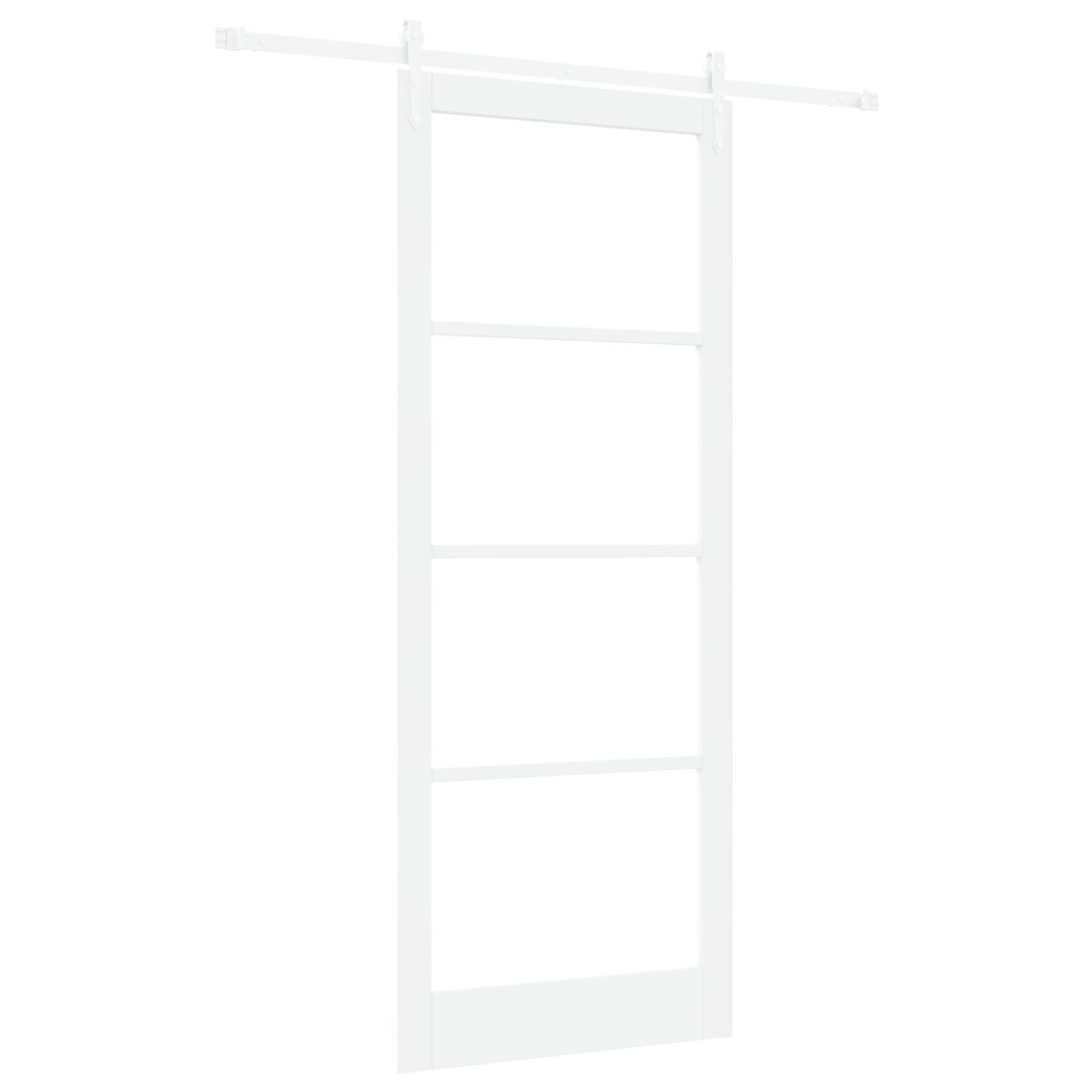 Produktbild för Skjutdörr Vit 93 x 232 cm Massivt tallträ och glas