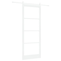 Produktbild för Skjutdörr Vit 93 x 232 cm Massivt tallträ och glas