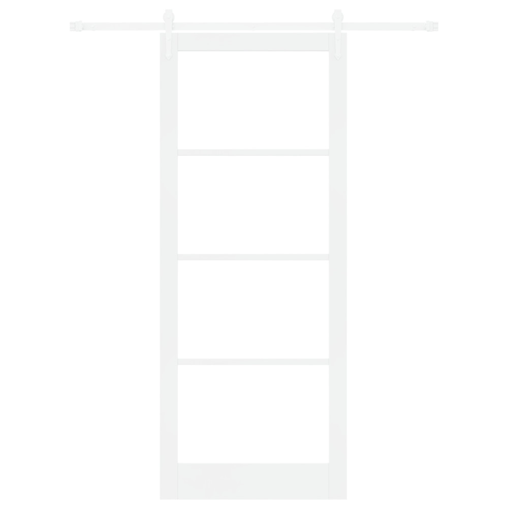 Produktbild för Skjutdörr Vit 93 x 232 cm Massivt tallträ och glas