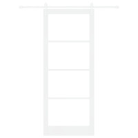 Produktbild för Skjutdörr Vit 93 x 232 cm Massivt tallträ och glas