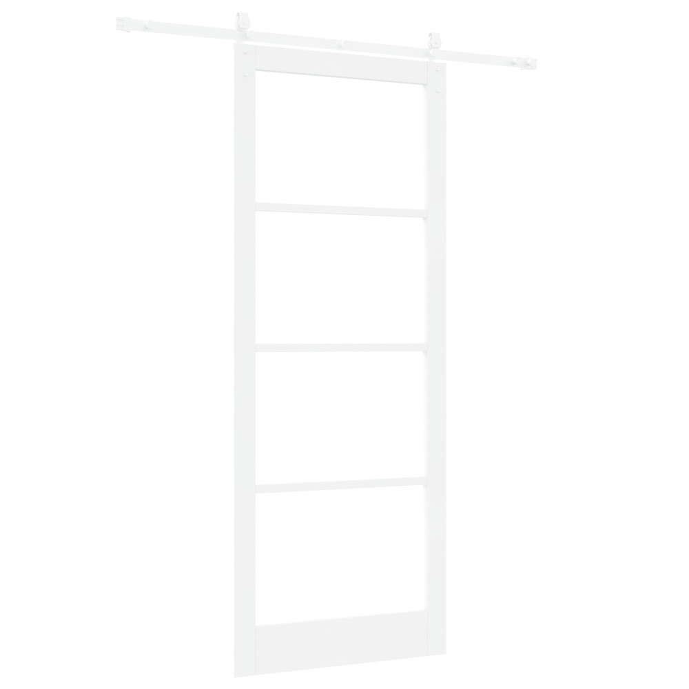 Produktbild för Skjutdörr Vit 93 x 232 cm Massivt tallträ och glas