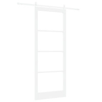 Produktbild för Skjutdörr Vit 93 x 232 cm Massivt tallträ och glas