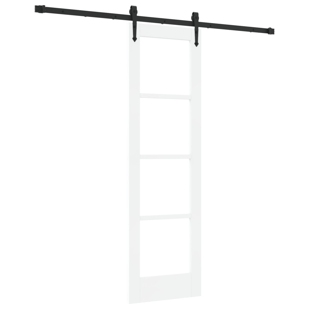 Produktbild för Skjutdörr Vit och svart 61 x 198,5 cm Massivt tallträ och glas