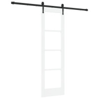 Produktbild för Skjutdörr Vit och svart 61 x 198,5 cm Massivt tallträ och glas