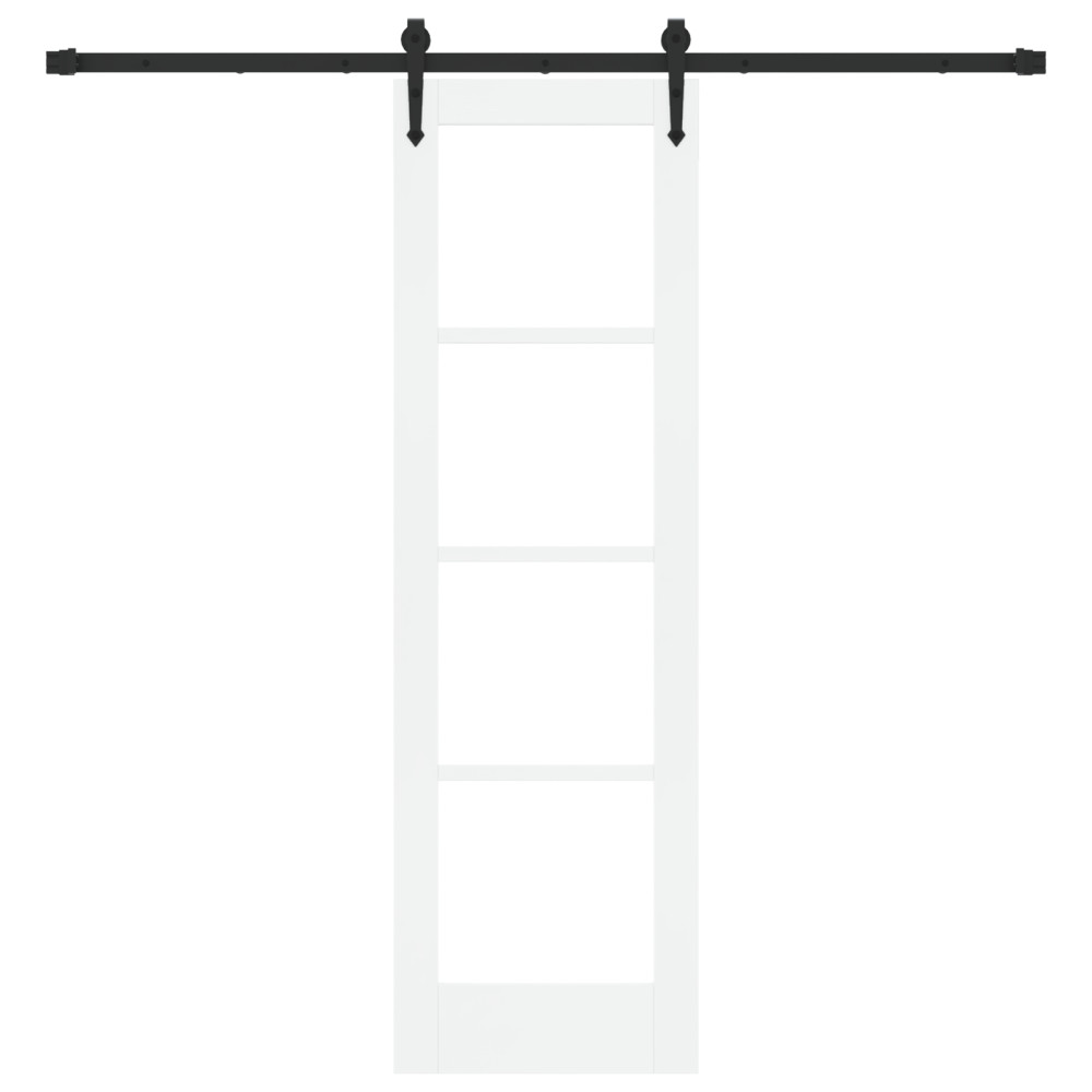 Produktbild för Skjutdörr Vit och svart 61 x 198,5 cm Massivt tallträ och glas