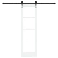 Produktbild för Skjutdörr Vit och svart 61 x 198,5 cm Massivt tallträ och glas