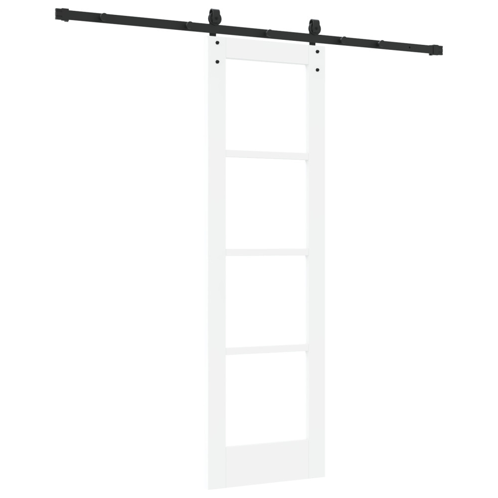 Produktbild för Skjutdörr Vit och svart 61 x 198,5 cm Massivt tallträ och glas