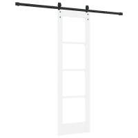 Produktbild för Skjutdörr Vit och svart 61 x 198,5 cm Massivt tallträ och glas
