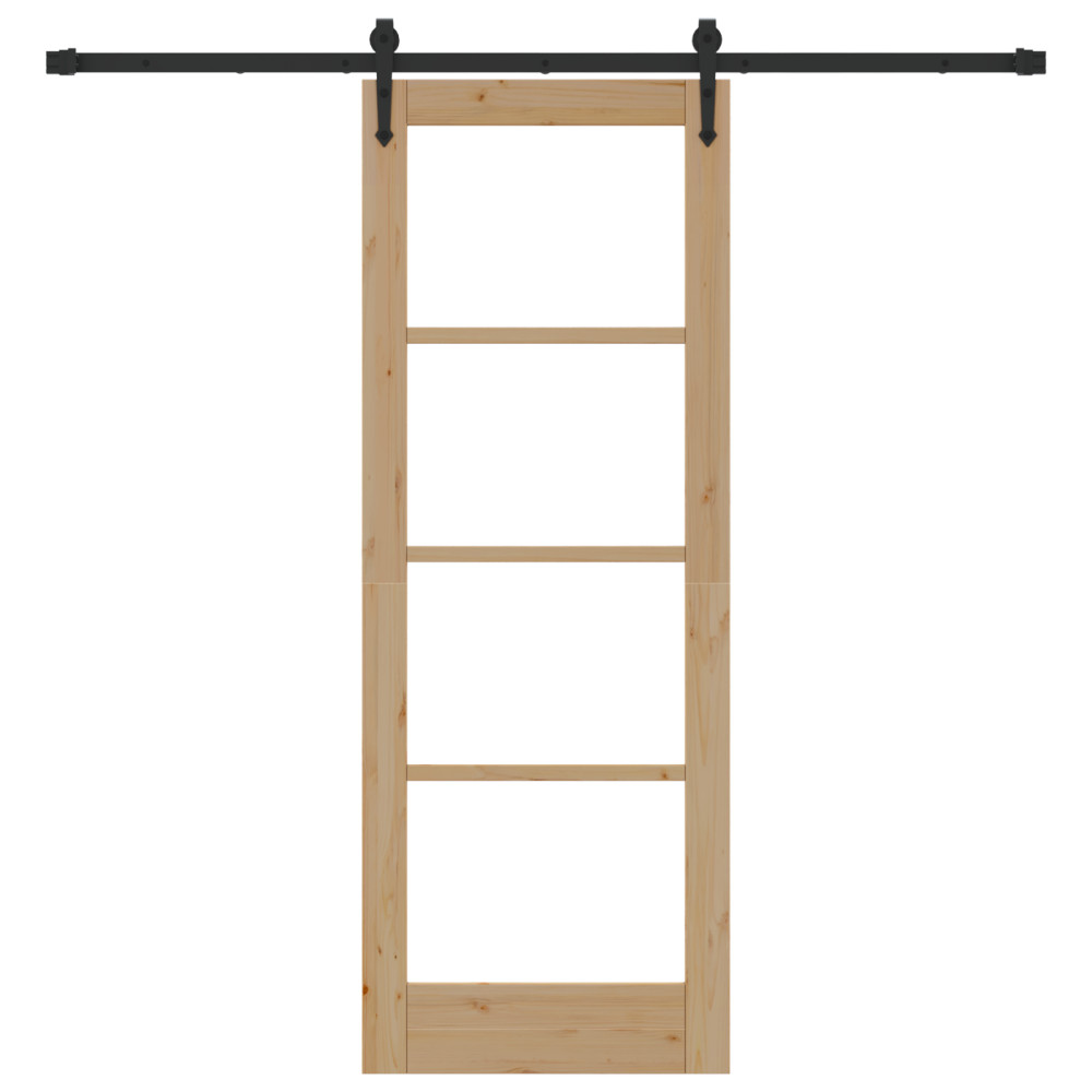 Produktbild för Skjutdörr Naturlig och svart 73,5 x 198,5 cm