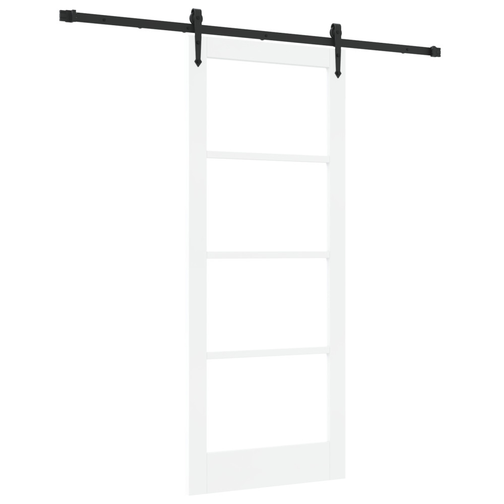 Produktbild för Skjutdörr Vit och svart 83 x 202 cm Massivt tallträ och glas
