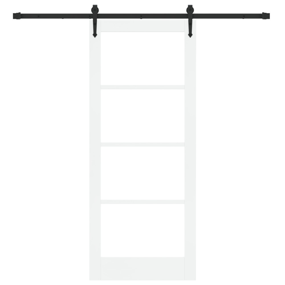 Produktbild för Skjutdörr Vit och svart 83 x 202 cm Massivt tallträ och glas