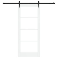 Produktbild för Skjutdörr Vit och svart 83 x 202 cm Massivt tallträ och glas