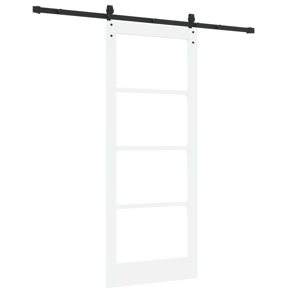 Produktbild för Skjutdörr Vit och svart 83 x 202 cm Massivt tallträ och glas