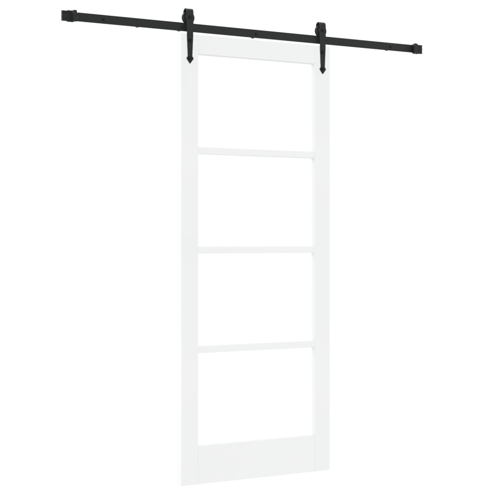Produktbild för Skjutdörr Vit och svart 83 x 211 cm Massivt tallträ och glas