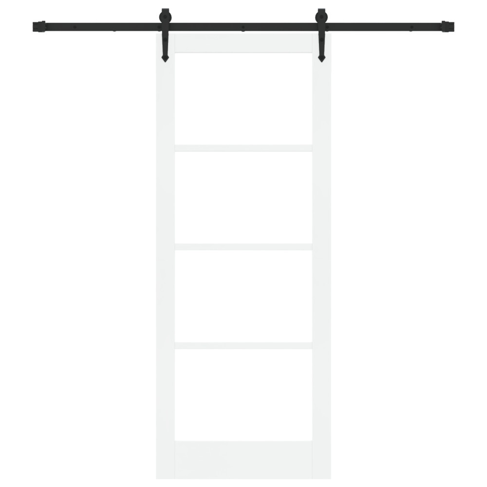 Produktbild för Skjutdörr Vit och svart 83 x 211 cm Massivt tallträ och glas