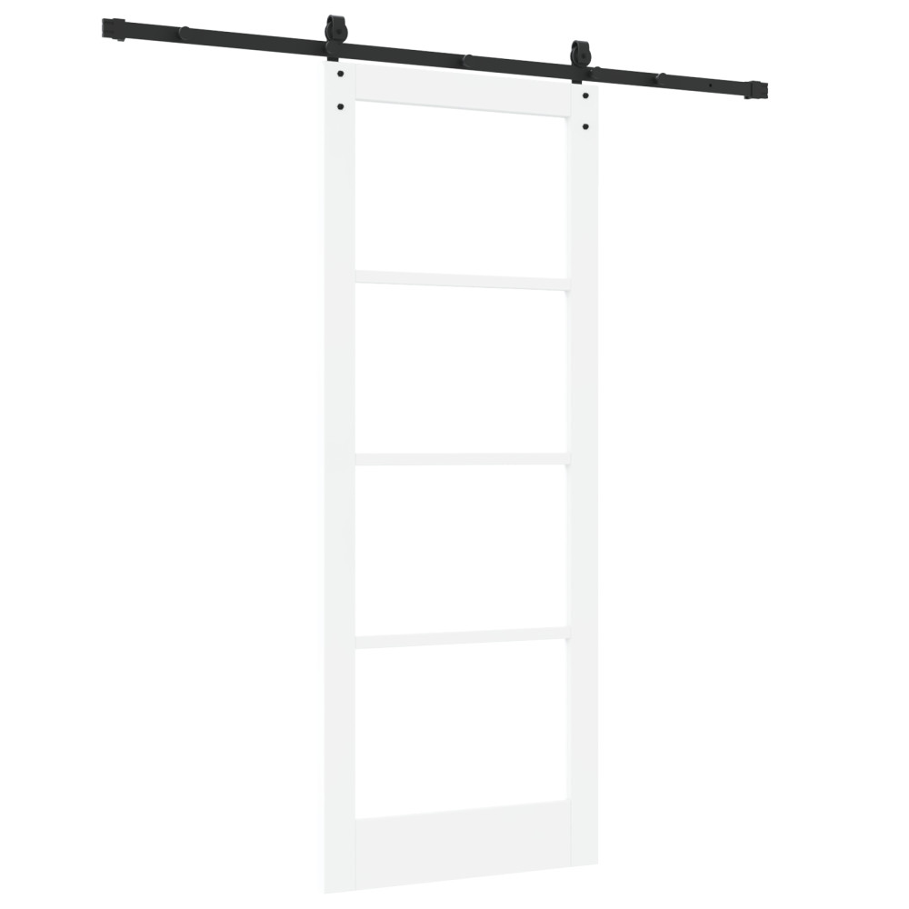 Produktbild för Skjutdörr Vit och svart 83 x 211 cm Massivt tallträ och glas