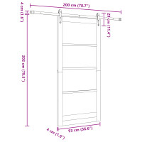Produktbild för Skjutdörr Naturlig och svart 93 x 202 cm