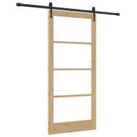 Produktbild för Skjutdörr Naturlig och svart 93 x 202 cm