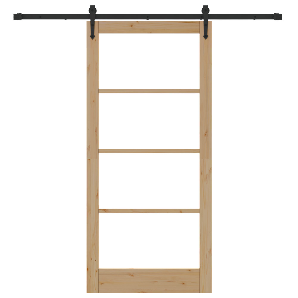 Produktbild för Skjutdörr Naturlig och svart 93 x 202 cm