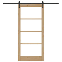 Produktbild för Skjutdörr Naturlig och svart 93 x 202 cm