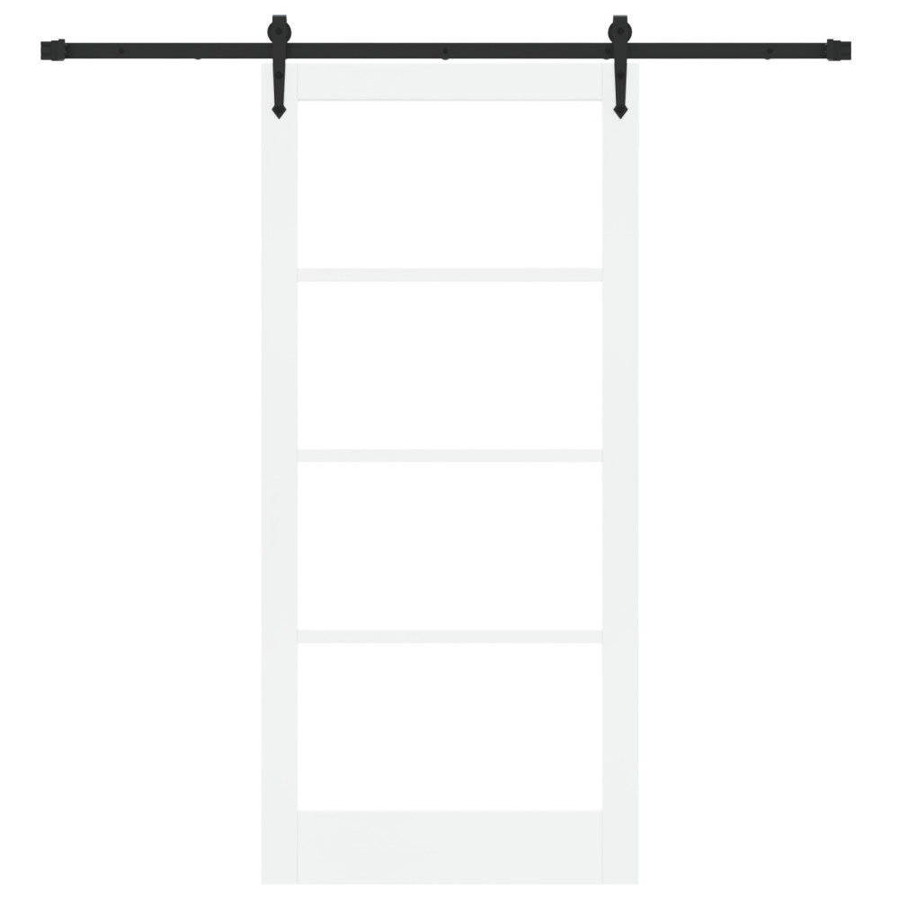 Produktbild för Skjutdörr Vit och svart 93 x 202 cm Massivt tallträ och glas