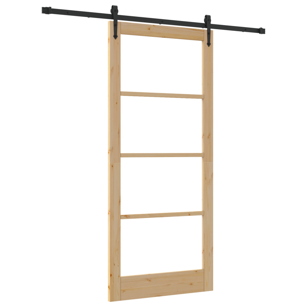 Produktbild för Skjutdörr Naturlig och svart 93 x 211 cm