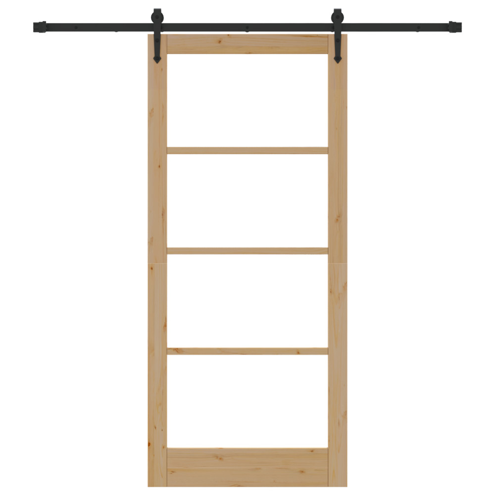 Produktbild för Skjutdörr Naturlig och svart 93 x 211 cm
