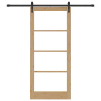 Produktbild för Skjutdörr Naturlig och svart 93 x 211 cm