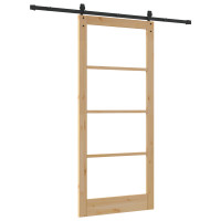 Produktbild för Skjutdörr Naturlig och svart 93 x 211 cm
