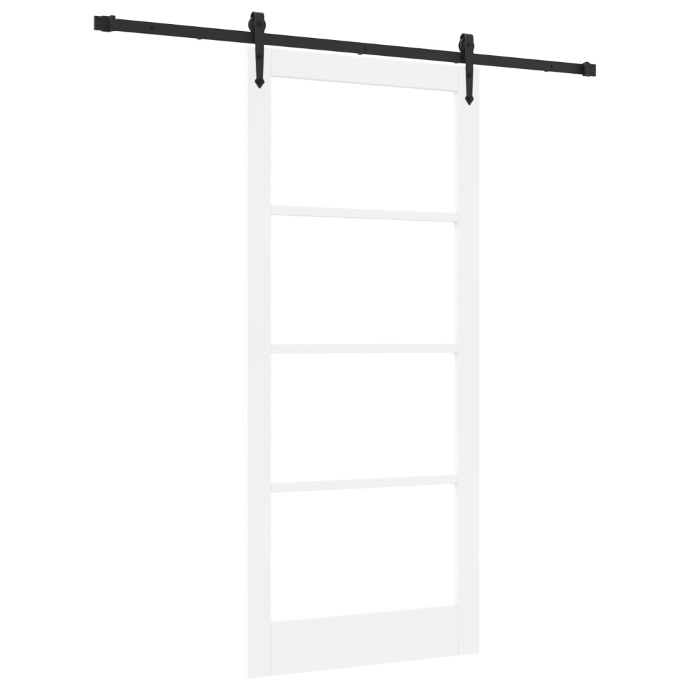 Produktbild för Skjutdörr Vit och svart 93 x 211 cm Massivt tallträ och glas