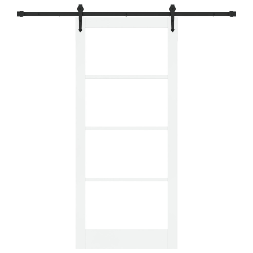 Produktbild för Skjutdörr Vit och svart 93 x 211 cm Massivt tallträ och glas
