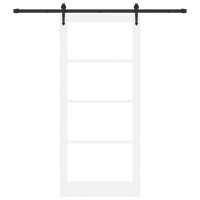 Produktbild för Skjutdörr Vit och svart 93 x 211 cm Massivt tallträ och glas