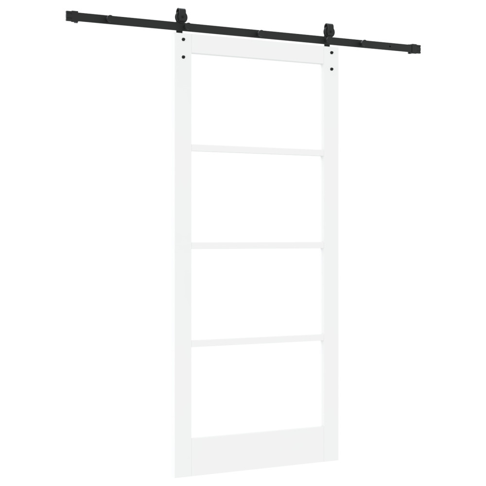 Produktbild för Skjutdörr Vit och svart 93 x 211 cm Massivt tallträ och glas