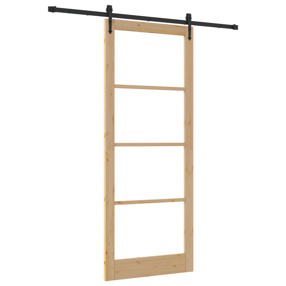 Produktbild för Skjutdörr Naturlig och svart 93 x 232 cm