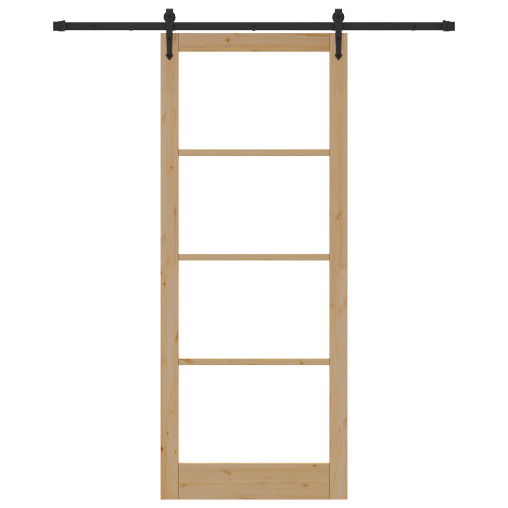 Produktbild för Skjutdörr Naturlig och svart 93 x 232 cm