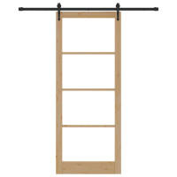 Produktbild för Skjutdörr Naturlig och svart 93 x 232 cm