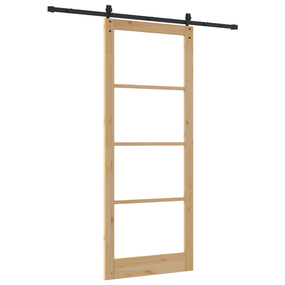 Produktbild för Skjutdörr Naturlig och svart 93 x 232 cm