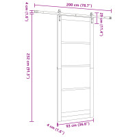 Produktbild för Skjutdörr Vit och svart 93 x 232 cm Massivt tallträ och glas