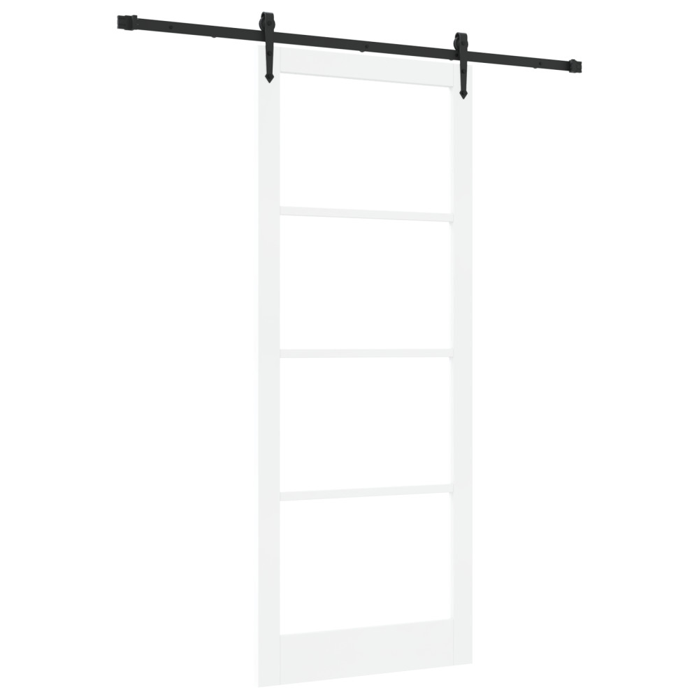 Produktbild för Skjutdörr Vit och svart 93 x 232 cm Massivt tallträ och glas