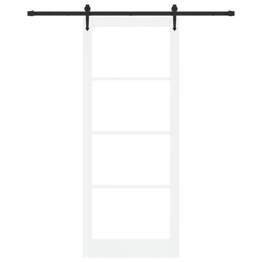Produktbild för Skjutdörr Vit och svart 93 x 232 cm Massivt tallträ och glas
