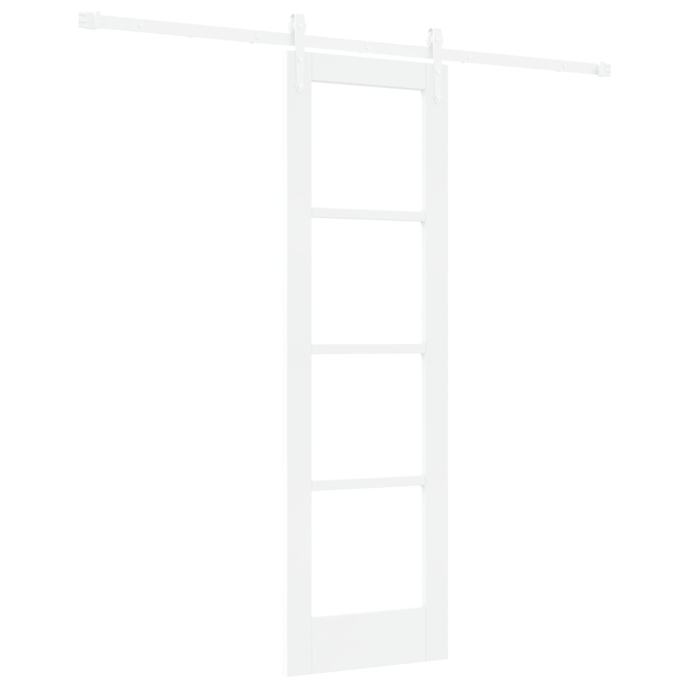 Produktbild för Skjutdörr Vit 61 x 198,5 cm Massivt tallträ och glas