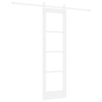 Produktbild för Skjutdörr Vit 61 x 198,5 cm Massivt tallträ och glas