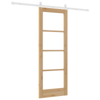 Produktbild för Skjutdörr Brun 73.5 x 198.5 cm Trä och metall