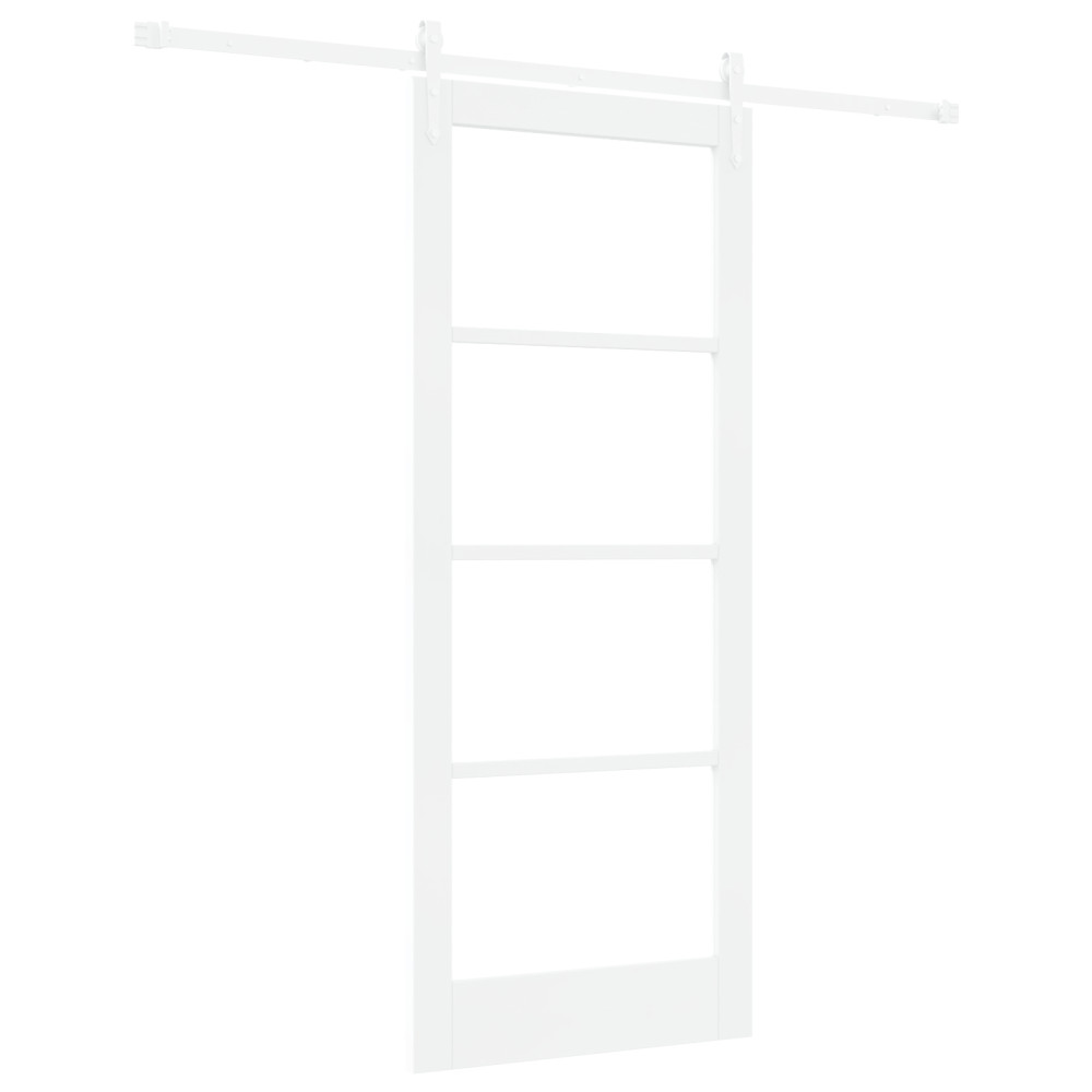 Produktbild för Skjutdörr Vit 83 x 202 cm Massivt tallträ och glas