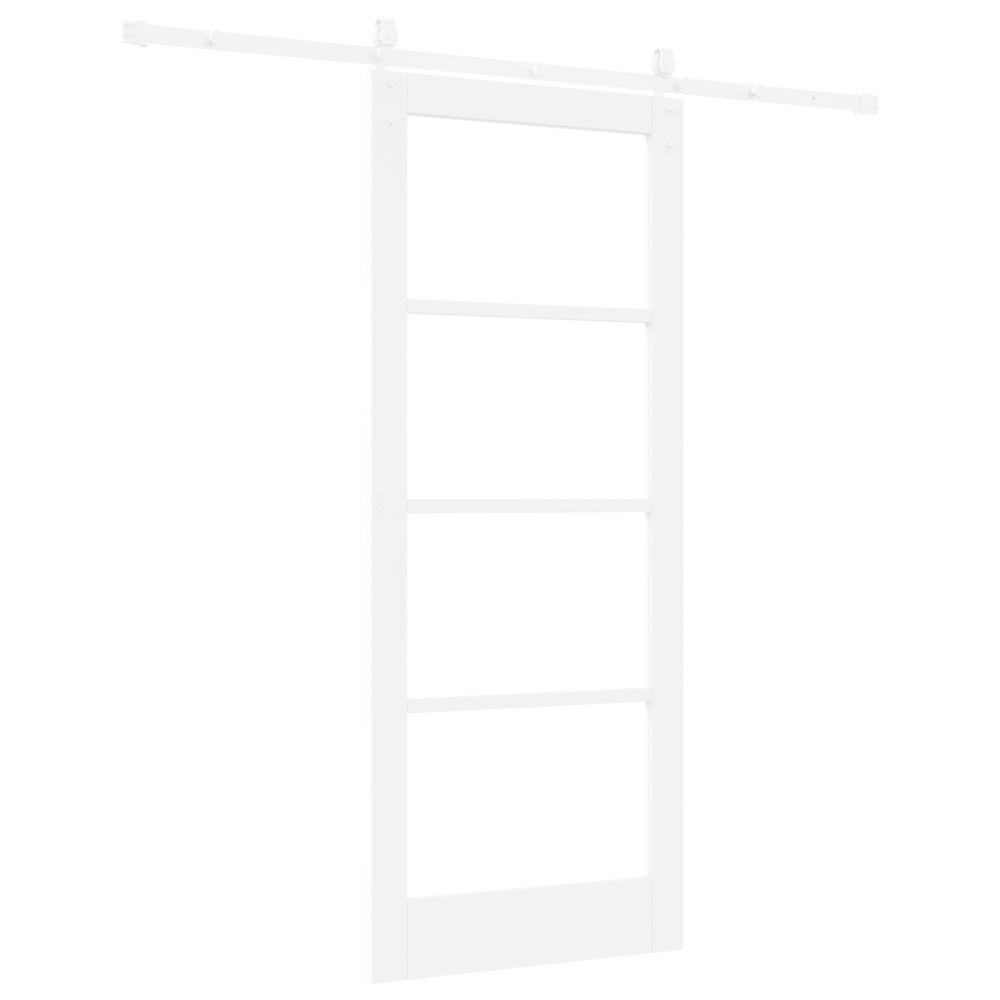 Produktbild för Skjutdörr Vit 83 x 202 cm Massivt tallträ och glas