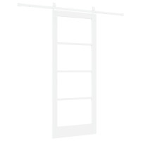 Produktbild för Skjutdörr Vit 83 x 202 cm Massivt tallträ och glas
