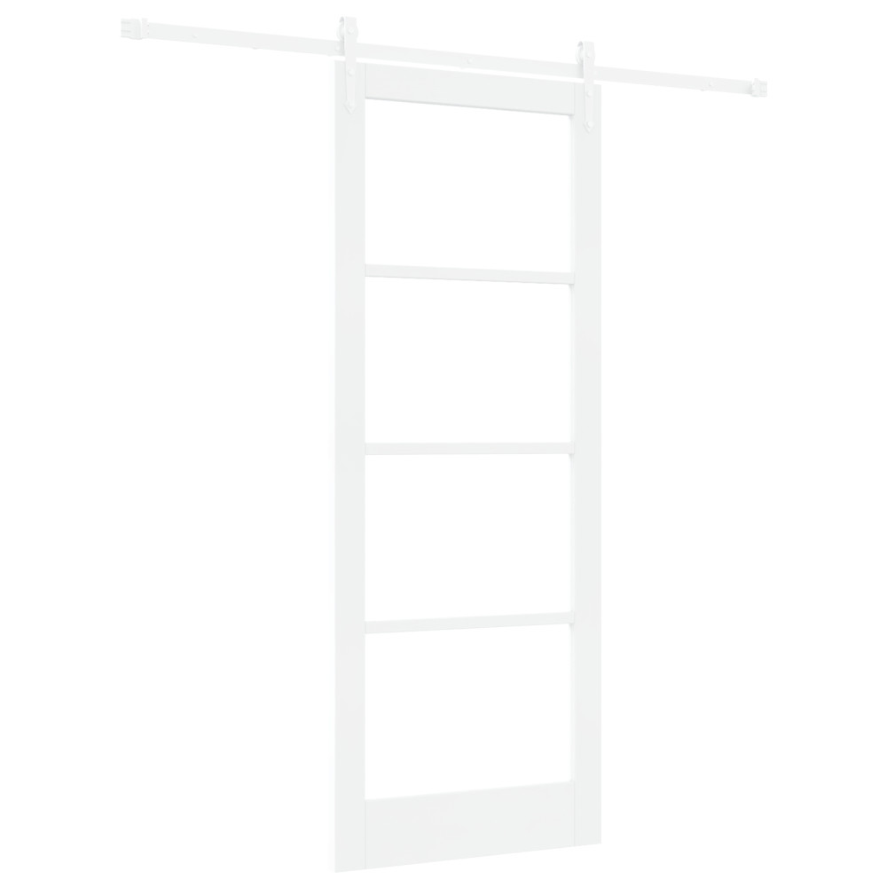 Produktbild för Skjutdörr Vit 83 x 211 cm Massivt tallträ och glas