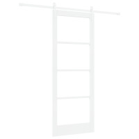 Produktbild för Skjutdörr Vit 83 x 211 cm Massivt tallträ och glas