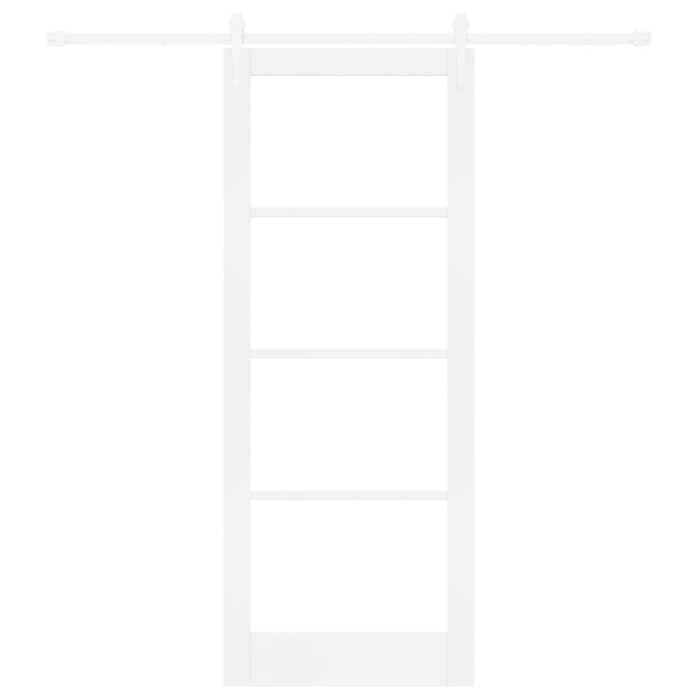 Produktbild för Skjutdörr Vit 83 x 211 cm Massivt tallträ och glas